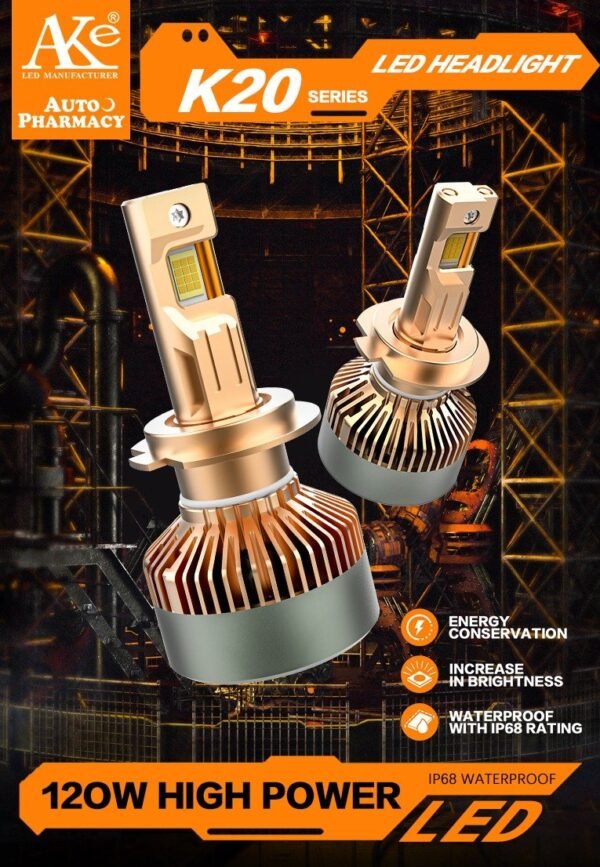 AKE K20 LED Headlights Bulbs 240 W (Combined) - + 300 % Brightness Increase