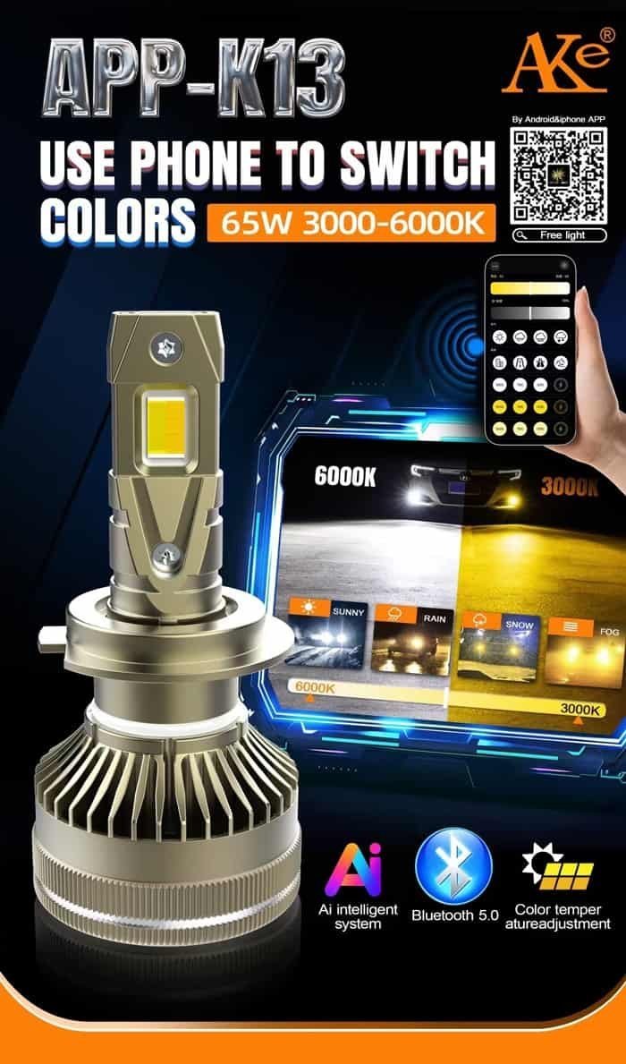 AKE K13 APP INTELLIGENCE Series LED Headlight Bulbs 130 W (Combined) - Image 2